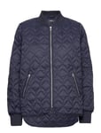 Quilted Jacket With Rib Knit Collar Kviltad Jacka Navy Esprit Collection