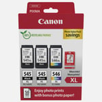 Cartouche d'encre à haut rendement Canon PG-545XL x2/CL-546XL + paquet à prix réduit de papier photo