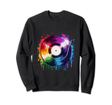 Music Lover Colorful Record Player Sweatshirt