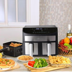 9L Air Fryer Digital Large Dual Basket With Timer & Temperature Touchscreen