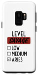 Galaxy S9 Funny Saying Level Of Savage Aries Zodiac Men Women Sarcasm Case