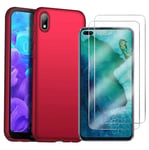 Boleyi for Xiaomi Redmi 9C Case and Screen Protector,Ultra-Thin Non-Slip Hard Shell + 9H Tempered Glass Full Screen Protector [HD Ultra] for Xiaomi Redmi 9C-Red