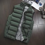 Wodechenshan Men'S Padded Gilet,Warm Cotton Vest Down Vest Couple Solid Color Army Green Thickening Slim Fit Vest,Men Winter Sleeveless Jacket Large Size Waistcoat,M