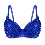 Dam Tribal Glitter Sparkle Belly Dance Pärlstav BH med paljetter Blue 38/85