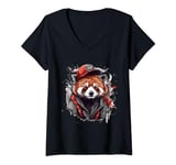 Womens Funny Cool Cap Urban Red Panda Street Art V-Neck T-Shirt
