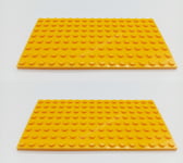 LEGO 8x16 BRIGHT LIGHT ORANGE x 2  Base Plate  8x16 STUDS (PINS)  Brand New