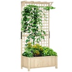 Wood Planter with Trellis for Climbing Plants Vines Planter Box Natural