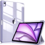 FINTIE Coque pour iPad Air 11 Pouces 2024 M2 / iPad Air 5 2022 / iPad Air 4 2020 10.9" - [Rangement de Stylet] Housse Transparente Claire Etui Antichoc Veille/Réveil Auto, Lilas