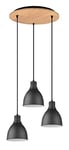 Trio, Suspension, Henley 3xE27, max.40,0 W Métal, noir mat, Corps: Métal, noir mat Ø:40,0cm, H:150,0cm IP20,Sans illuminant,Réglable en hauteur,Source lumineuse remplaçable p