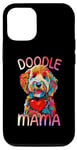 Coque pour iPhone 15 Pro Goldendoodle Lovers Heart Pop Art pour femme