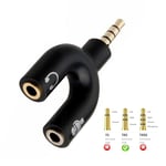 3.5mm Headset Audio Mic Splitter AUX Adapter TRRS 4pole to 2 TRS 3pole Female