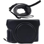 Ladieshow Camera Case,PU Leather Camera Hard Shell Protective Case Bag Cover with Strap for Canon PowerShot G5X Mark II G5XII(Black)