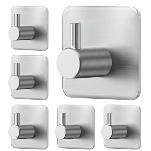 RICOO 3 Pièces Crochet Adhesif Mural, MH021-3, En Acier Inoxydable, Idéal Pour Salle De Bain Et Cuisine, Montage Sans Percer, Design Moderne Et Élégant, Silber