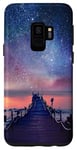Galaxy S9 Clouds Sky Pink Night Water Stars Reflection Blue Starry Sky Case