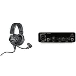 Audio-Technica BPHS1 Broadcast Series Broadcast Stereo Headset & Behringer UMC22 audiophile 2x2 USB audio interface with Midas microphone preamp