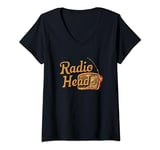 Womens Retro Vintage Radio Head V-Neck T-Shirt