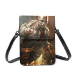 God Of War Small Cell Phone Purse Lightweight Small Crossbody Bags Leather Travel Beach Bag With Credit Card Slots