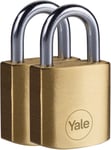 Yale Y110B/30/115/2-2 Pack of Brass Padlocks (30 mm) - Indoor Locks for Locker,