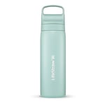 LifeStraw Go Series – Double Wall BPA-Free Vacuum Insulated 18 oz Stainless Steel Water Filter Bottle for Travel and Everyday use; Seafoam