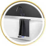 Rund badrumsspegel med belysning 60cm LED-dimfri väggspegel med pekströmbrytare timer 3 ljusfärger badrumsspegel med tids- och t