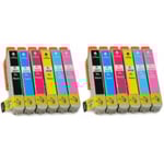 Epson T2438 Dubbelt Set 24XL (T2431, T2432, T2433, T2434, T2435, T2436) BK/C/M/Y/LC/LM. Kompatibla bläckpatroner (ej Epson original).