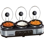 Daewoo 3 x 1.5L Triple Slow Cooker 3 Individual Heat Pot 300W Buffet Server