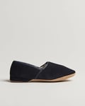 Derek Rose Crawford Sheepskin Suede Slippers Navy