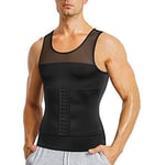 KUMAYES Débardeur de Compression Homme Maillot de Corps Gaine Amincissante Ventre Plat T Shirt Forte Body Shaper Gainant Minceur sous-vêtements (XL, Noir)