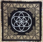 Altar cloth 24 x 24 inches Gold Silver Tarot Table Cloth Spiritual Healing Tarot Table Mat Prints Board Game Table Cover (Seed of Life)