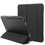 Coque pour Galaxy Tab S8/S7 11" avec Porte-Stylo S, Coque arrière Fine et Souple avec Veille/réveil Automatique pour Tablette Samsung Tab S8 2022/S7 2020, Noir