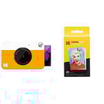 Kodak Printomatic Digital Instant Print Camera - Full Color Prints On ZINK 2 x 3 Inch Sticky-Backed Photo Paper (Yellow) Print Memories Instantly & Zink Photo Paper - Pack of 20