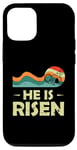 Coque pour iPhone 12/12 Pro T-shirt chrétien « He Is Risen Sun Resurrection Easter »
