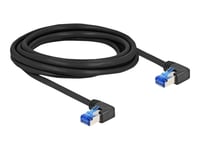 Delock - Patch-Kabel - Rj-45 (Hane) Högervinklad Till Rj-45 (Hane) Högervinklad - 3 M - 6 Mm - S/Ftp - Cat 6A - Startad, Halogenfri - Svart