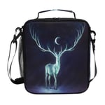 ALARGE Insulated Lunch Bag Box Galaxy Animal Deer Moon Reusable Large Freezable Thermal Lunch Tote Bag Cooler Meal Prep Ice Pack Container for Girls Boys Adult Women