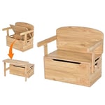 GOPLUS Table Chaise Enfant 3 en 1, Banc Coffre a Jouet Enfant en Bois avec Couvercle, Dossier, Boîte de Rangement, Table d'Activités pour 3-7 Ans, pour Chambre, Maternelle, Salon (Naturel)