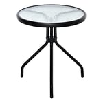 Outsunny Table Bistro de Jardin Table Basse Ronde avec Plateau Verre trempé métal époxy Ø 50 x 55H cm Noir