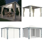 Paviljong med gardin & ljusslinga LED 3x3 m gräddvit aluminium - Paviljong - Paviljonger - Home & Living
