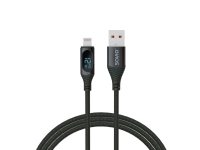 Savio USB - Lightning cable with display CL-173 1 m black, 1 m, Lightning, USB A, Hane/Hona, Hane/Hona, Svart