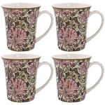 Lesser & Pavey Set of 4 British Designed Coffee Mug | Ceramic Coffee Mugs for Home or Work | Large Mugs for Hot Drinks | Honeysuckle Tea and Coffee Cups - William Morris