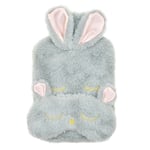 Follow That Dream Luxury Hot Water Bottle & Eye Mask Set: Grey Faux Fur Rabbit