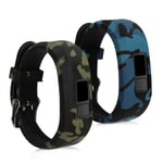 kwmobile 2x Silicone Straps Compatible with Garmin Vivofit jr. / jr. 2 - Set of 2 Fitness Tracker Replacement Watch Band Strap - camouflage Black/Light Green/Dark Green