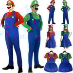Super Mario-dräkt Maskeraddräkt Barn Festdräkt + Hatt Set Red-Boys 9-10 Years