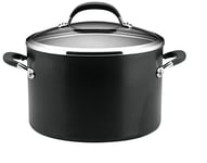 Circulon Professional Small Stock Pot with Lid 20 cm, Induction Cooking Pots with Stainless Steel Base, Dishwasher Safe Cookware, Black