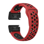 Garmin Fenix 5 tvåfärgat klockband av silikon - Röd / Svart
