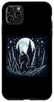 Coque pour iPhone 11 Pro Max Bigfoot Sasquatch caché dans la forêt la nuit lune étoiles