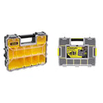 Stanley FATMAX Pro Deep Storage Organiser for Small Parts, 10 Removable Compartments, 1-97-521 & Sortmaster Stackable Storage Organiser for Tools, Small Parts, Adjustable Compartments, 1-97-483