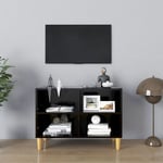 vidaXL TV-bänk med massiva ben svart 69,5x30x50 cm 805924