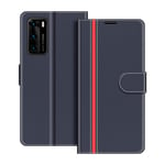 COODIO Huawei P40 Case, Huawei P40 Phone Case, Huawei P40 Wallet Case, Magnetic Flip Leather Case For Huawei P40 Phone Cover, Dark Blue/Red