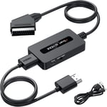 Scart to HDMI Cable Converter with Cables, Male Scart In HDMI Out Video Audio to