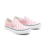VANS Kids Checkerboard Classic Slip-on Shoes (4-8 Years) ((checkerboard) Powder Pink/true White) Youth Pink, Size 13.5